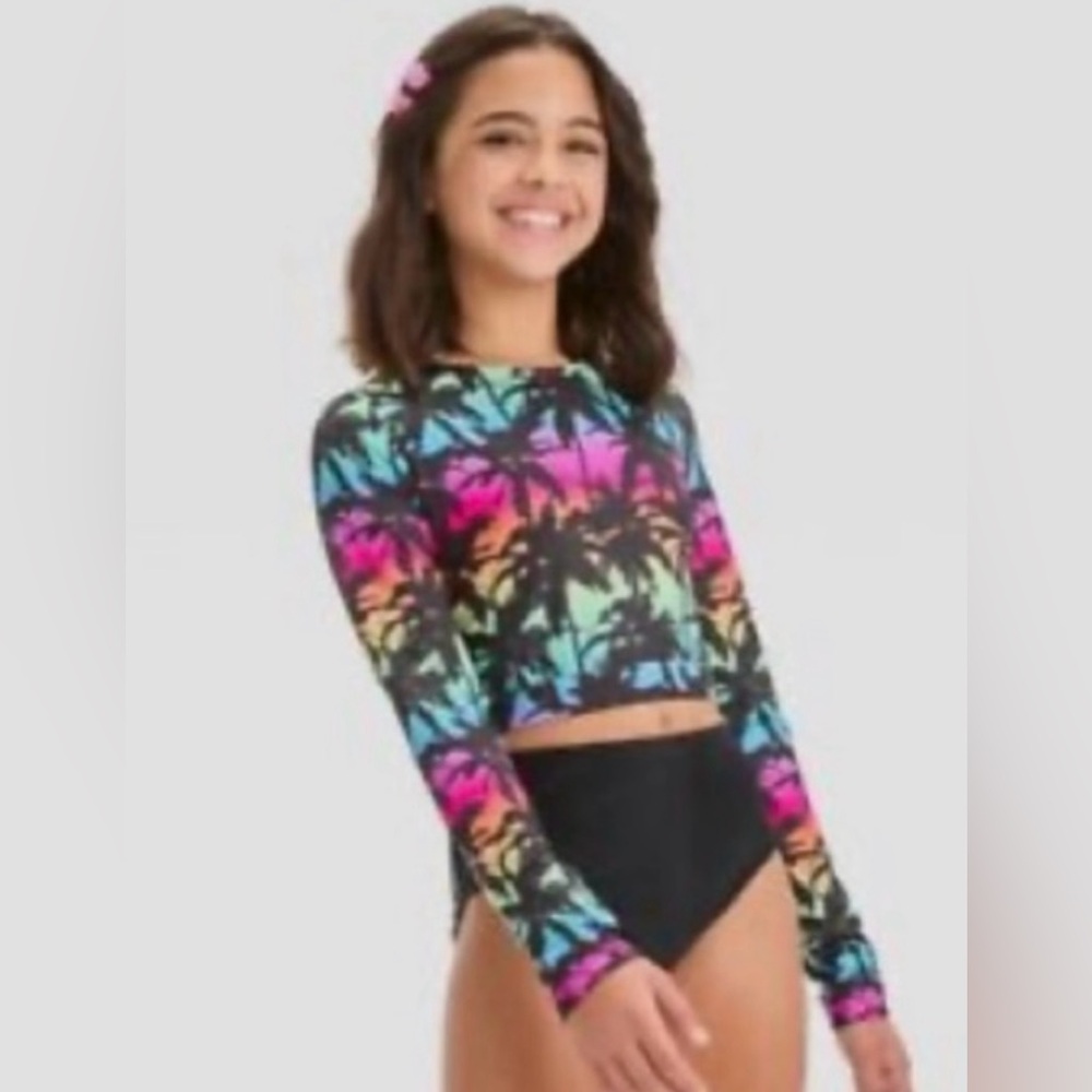 Multicolor Palm Print Kids Rashguard